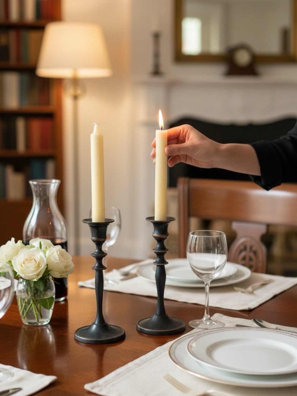 Classic Metal Taper Candle Holders. Elegant! 1 pair.